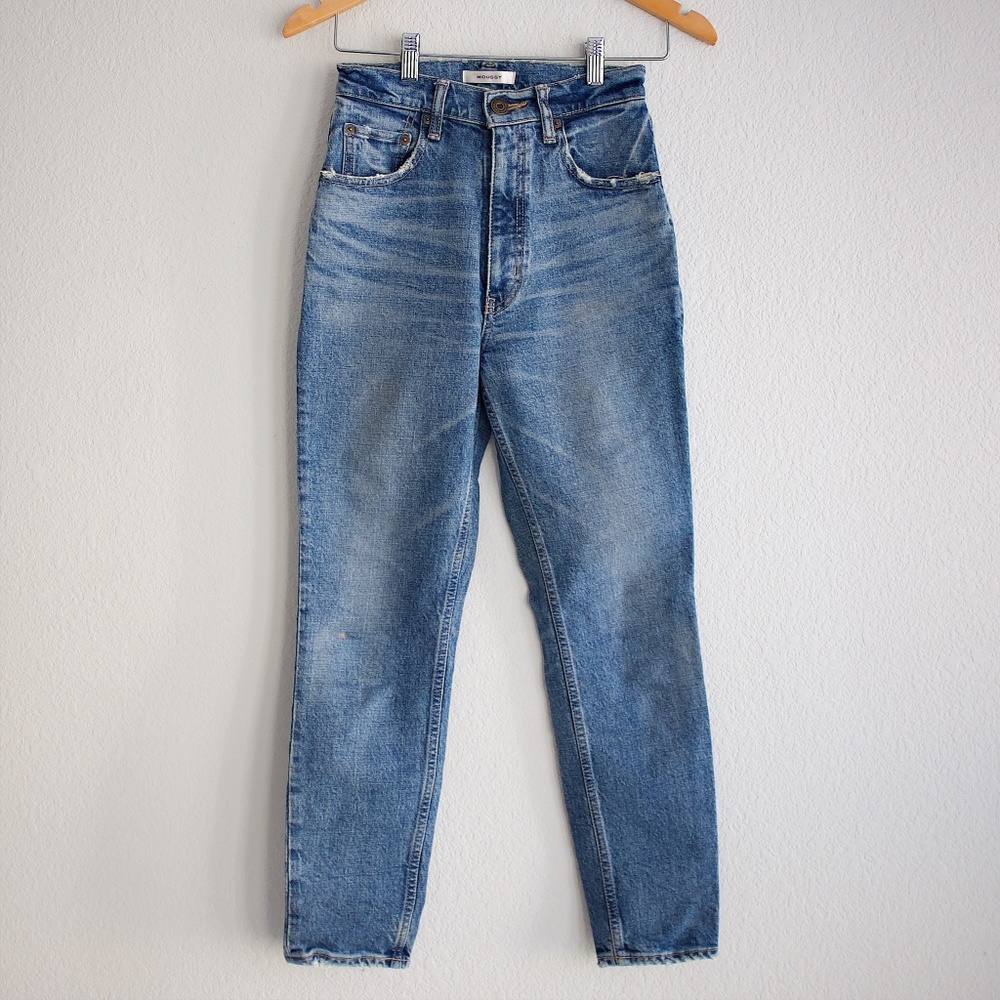 MOUSSY MVS denim jeans, s24, faded true blue wash, ankle length